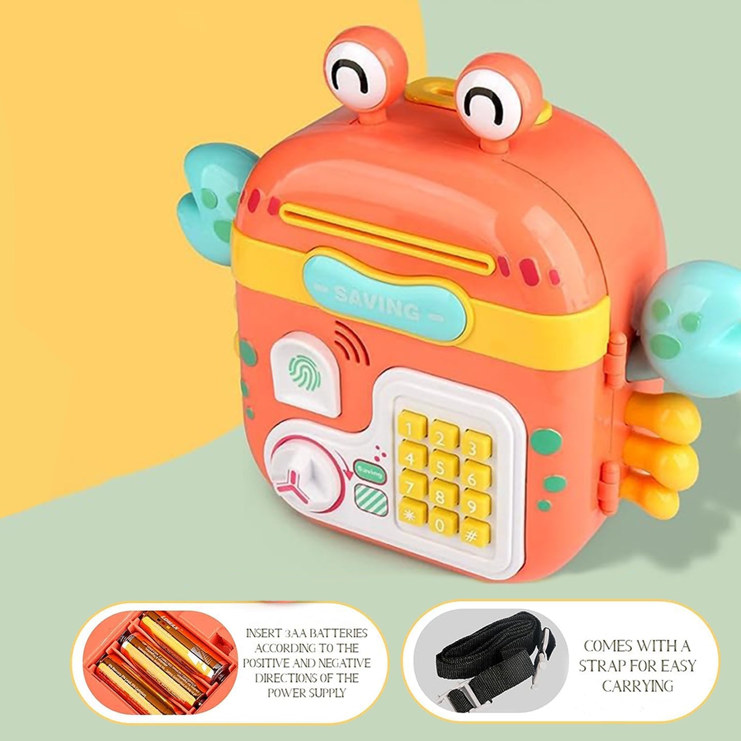 CRAB  Musical Money Safe Kids Piggy Savings Bank with Personal ATM - Piggy Bank - Assorted Color