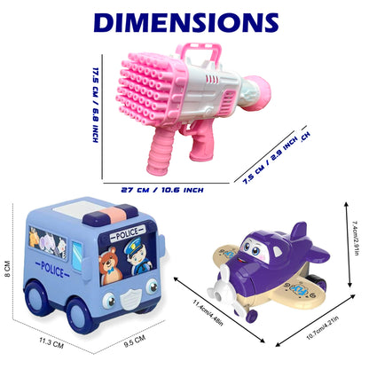 Ultimate Bubble Fun: 45-Hole Bubble Gun with Mini Plane and Bus