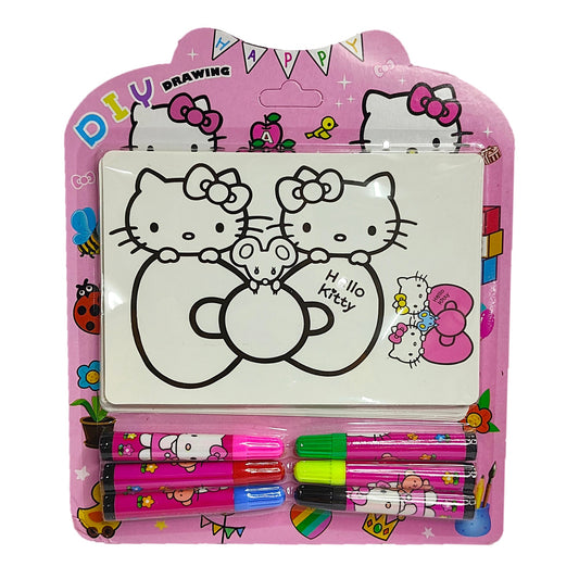 DIY 6 coloring sheets with 6 shades watercolor pens (Hello Kitty)