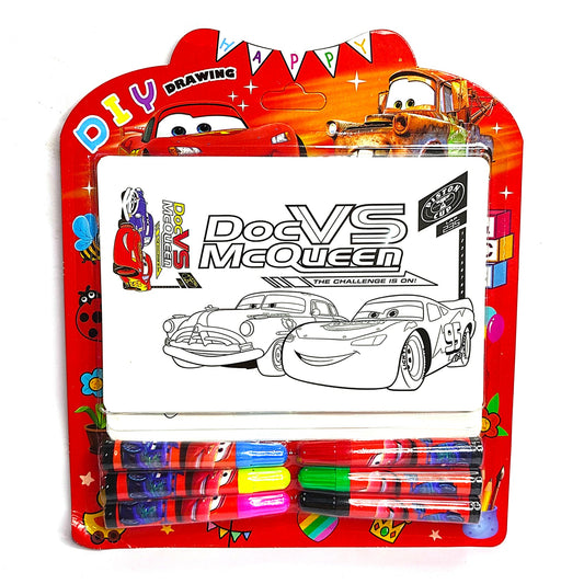 DIY 6 coloring sheets with 6 shades watercolor pens (McQueen)