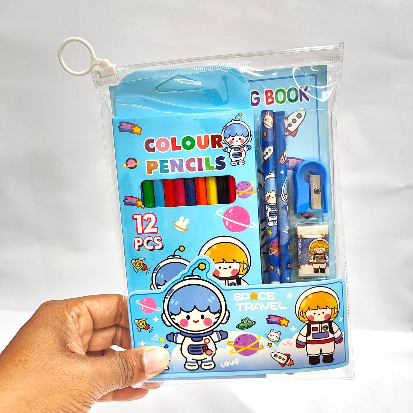 5 in 1 Blue Drawing School Stationery Set