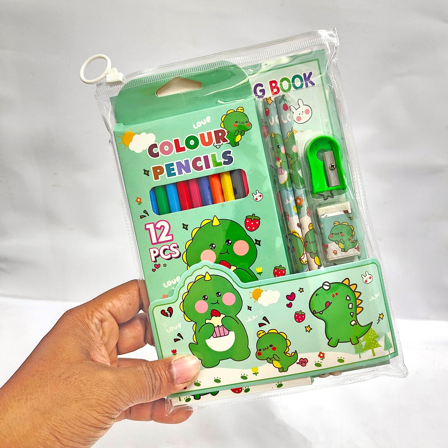 5 in 1 Green Drawing School Stationery Set