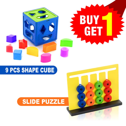 Buy 1 Get 1 Deal: Shape Sorter and Montessori Slide Puzzles for Kids