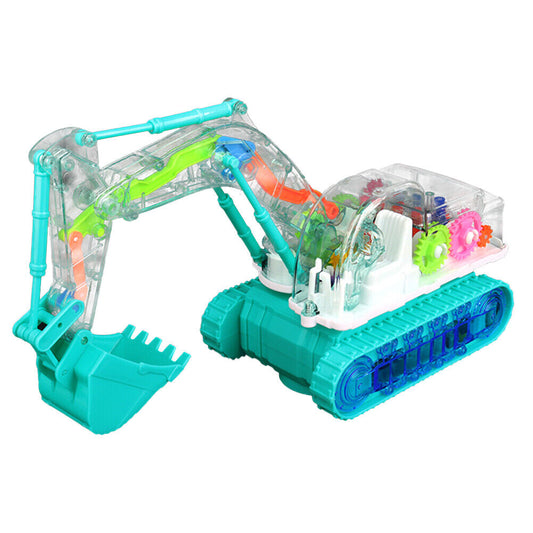 Musical Transparent Mechanical Gear Excavator With Lighting for kids