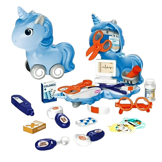 Unicorn Fantasy Doctor Kit: 3-in-1 Role Play Set with 25 Plastic Medical Tools