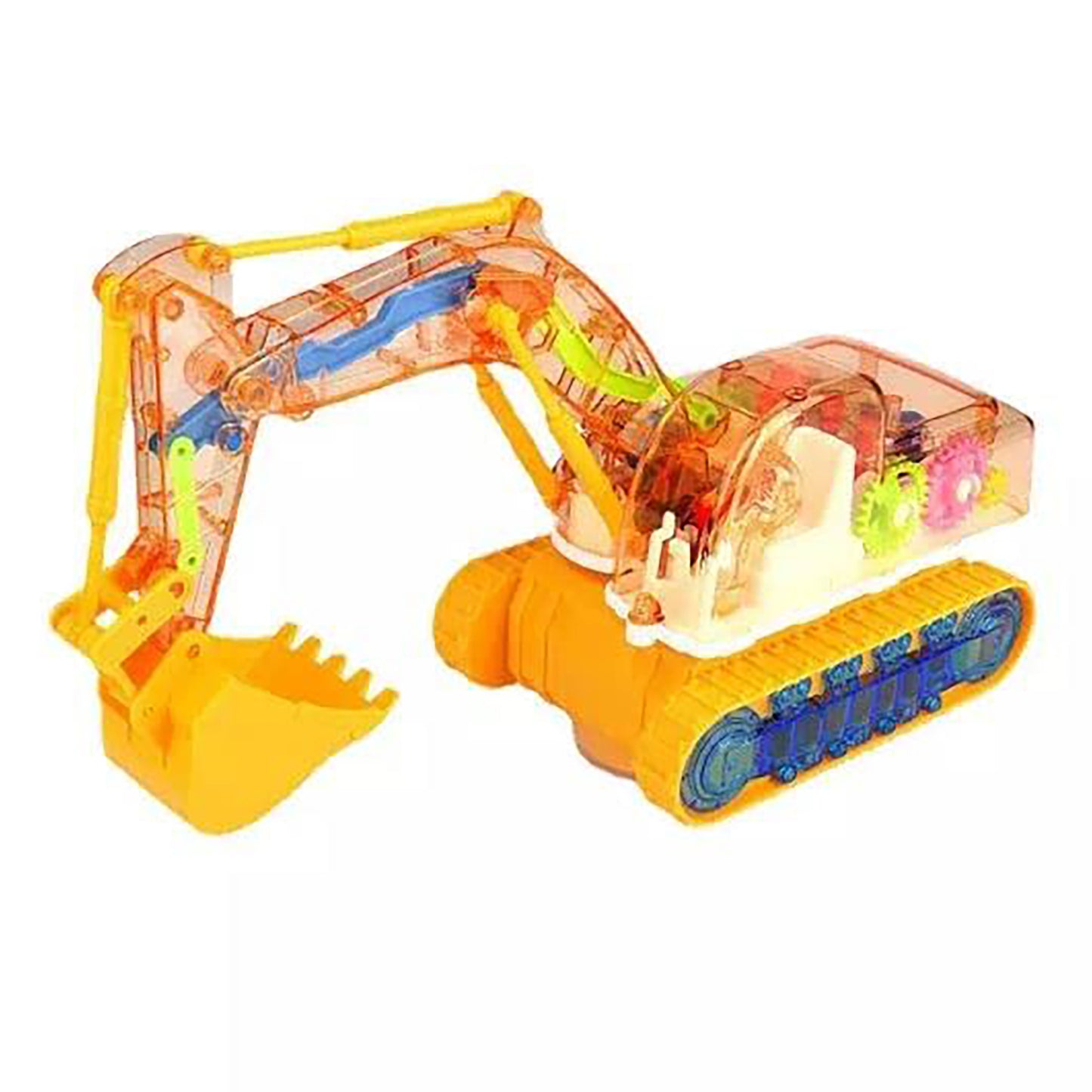 Musical Transparent Mechanical Gear Excavator With Lighting for kids