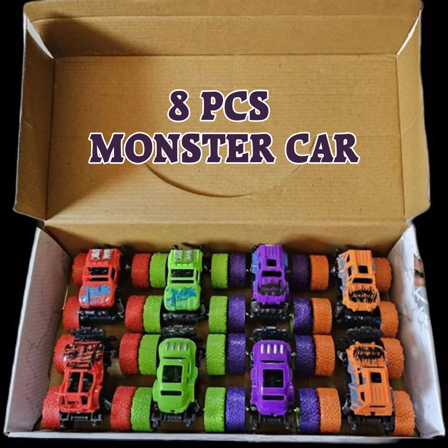 Monster Car 1:36 Scale Friction Power Car Toy 8 Pcs  Set For Kids