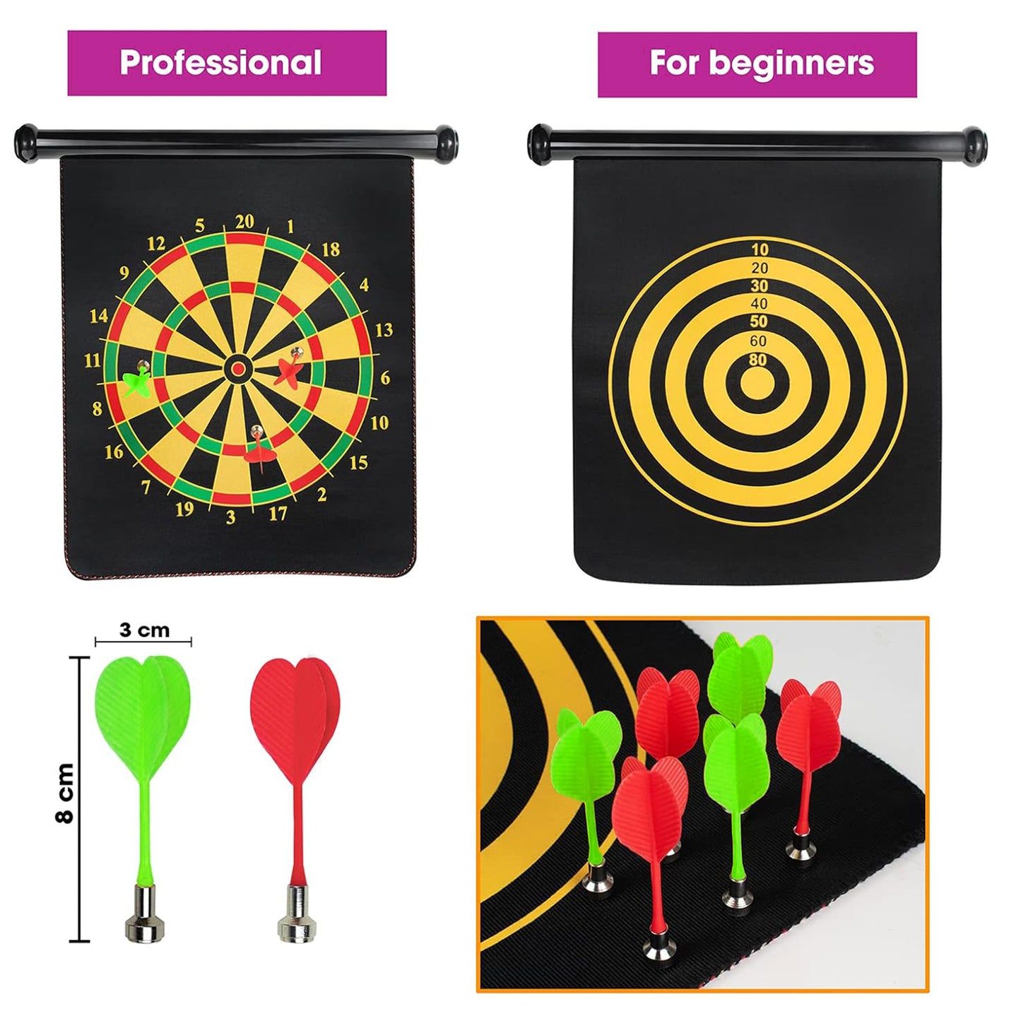 Magnetic Dartboard Board Game Set Bullseye  with 6 pcs Safe Darts toy For Kids