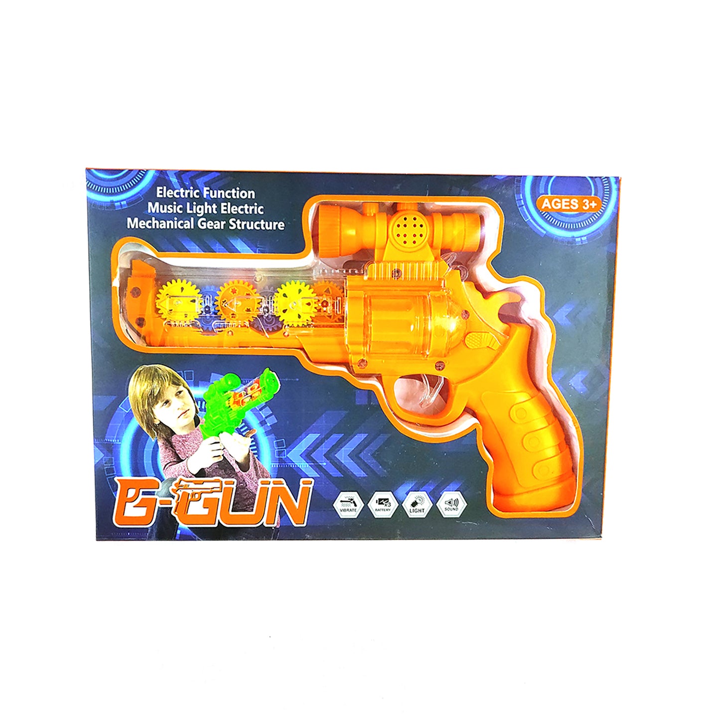 Battery Operated Gear Gun with Music Light Toy For Kids