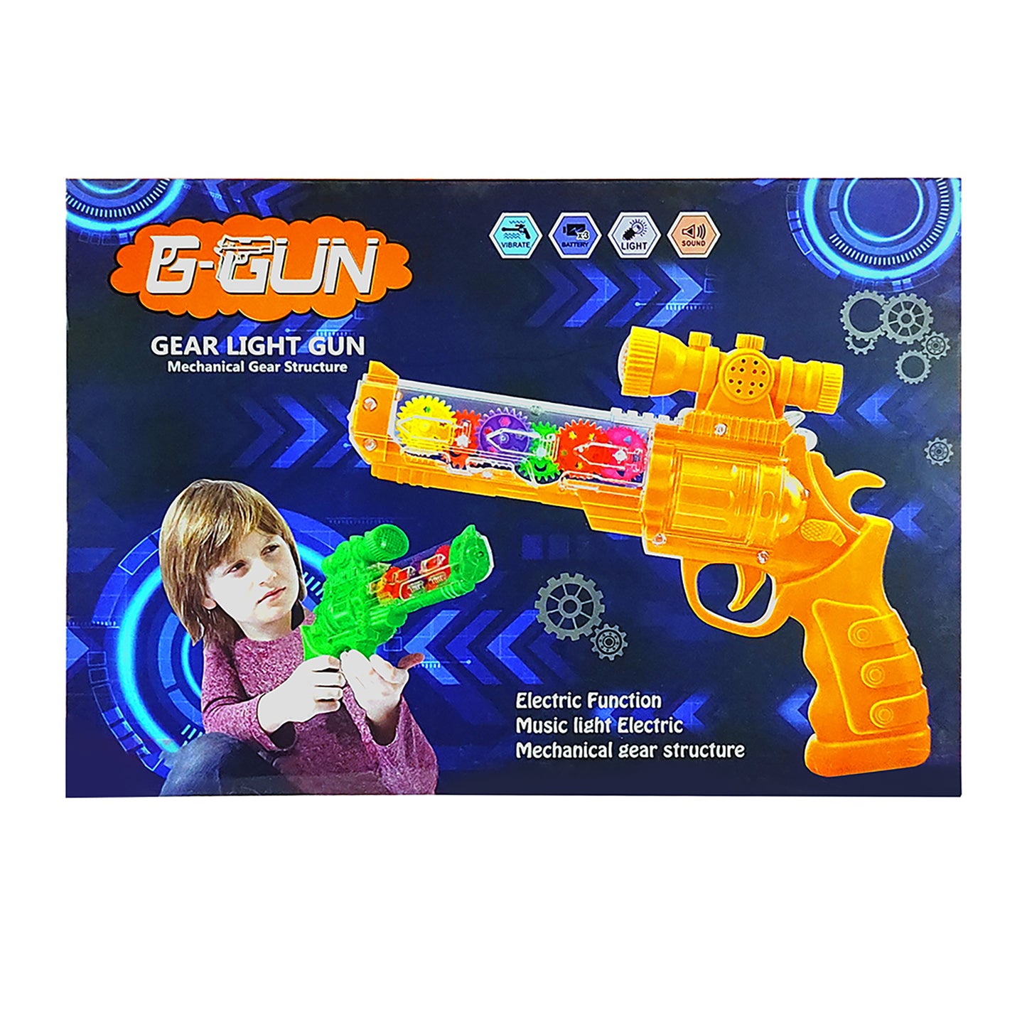 Battery Operated Gear Gun with Music Light Toy For Kids