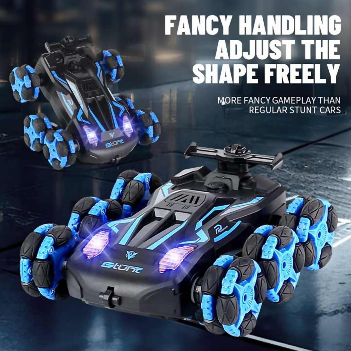 Dynamic 6-Round Stunt Racer: Morphing Racing Car Toy for Kids