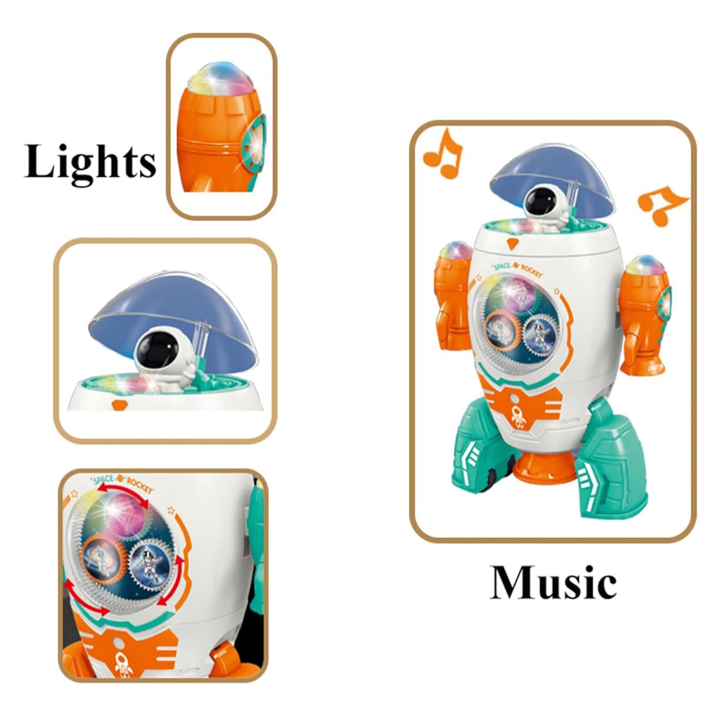 Dancing Space Rocket Robot: 360-Degree  Movement with Music toy for kids