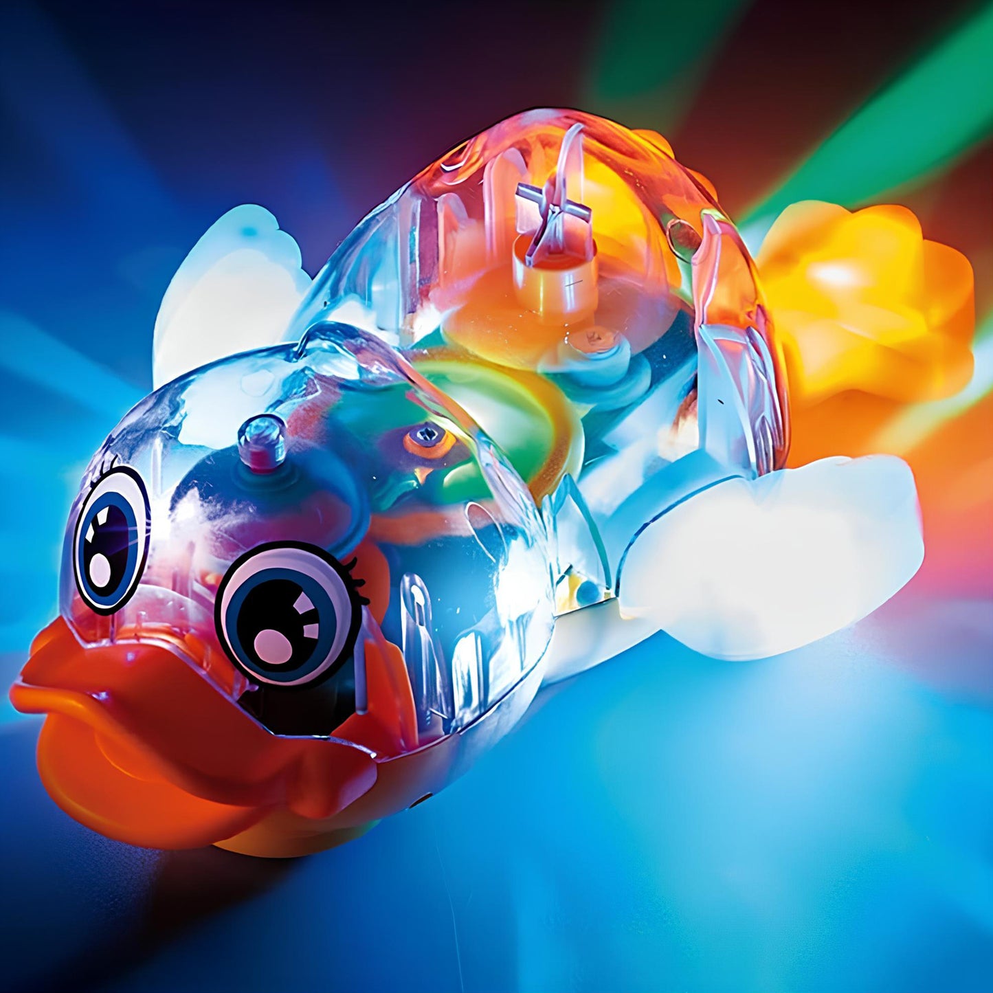 Colorful Duck Car Toy: Transparent Gear with Battery Power, Music and Lights