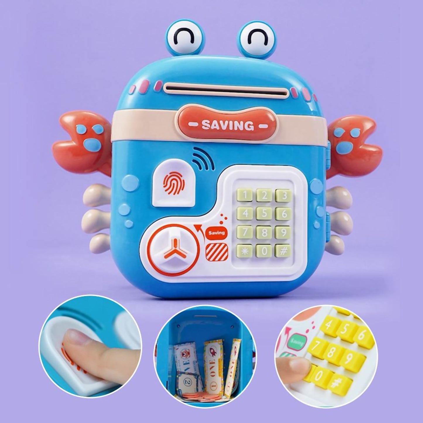 CRAB  Musical Money Safe Kids Piggy Savings Bank with Personal ATM - Piggy Bank - Assorted Color