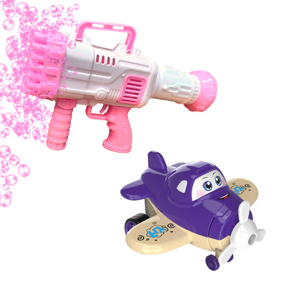 All-In-One Fun: 45-Hole Bubble Gun & Mini Plane Combo